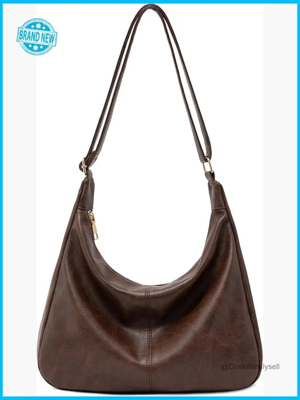 Vegan Leather Hobo Bag Foldable Slouchy Tote Crossbody Shoulder Purse Retro